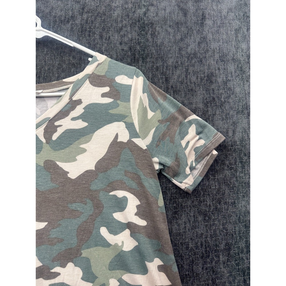 Zenana T Shirt Women Large Multicolor Camouflage Stretch Round Hem V Neck Summer - Picture 4 of 13